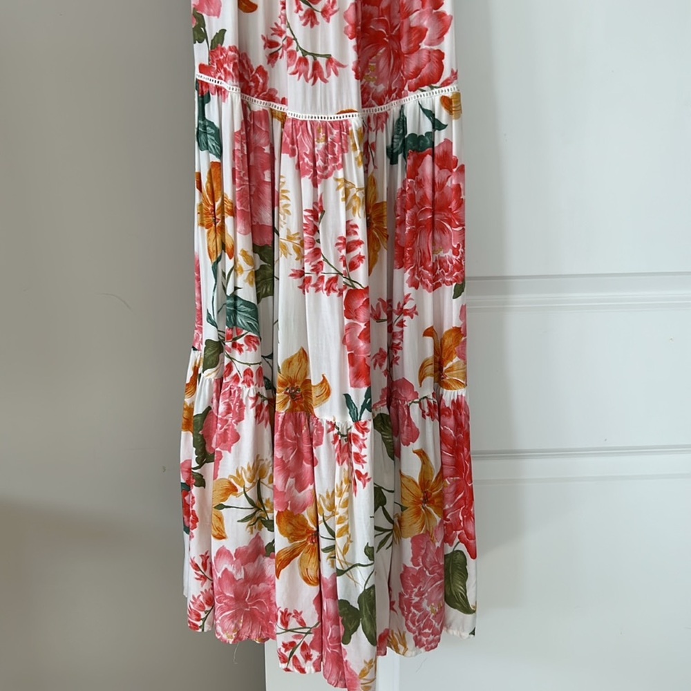 Anthro's Abel the Label Off the Shoulder Garden Party Maxi Dress w Smocked Waist - Picture 11 of 13
